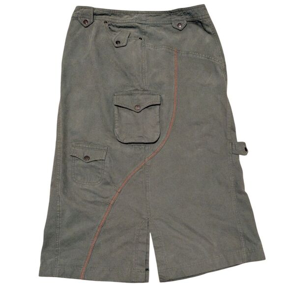 Oilily Green Cargo Pencil Skirt, Size US 8-10 / EU 40, Green with Red Detail - Picture 3 of 9